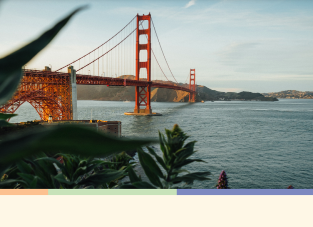 A cover of the "Immigrant Voting and the Movement for Inclusion in San Francisco Report" which features an image of the Golden Gate Bridge