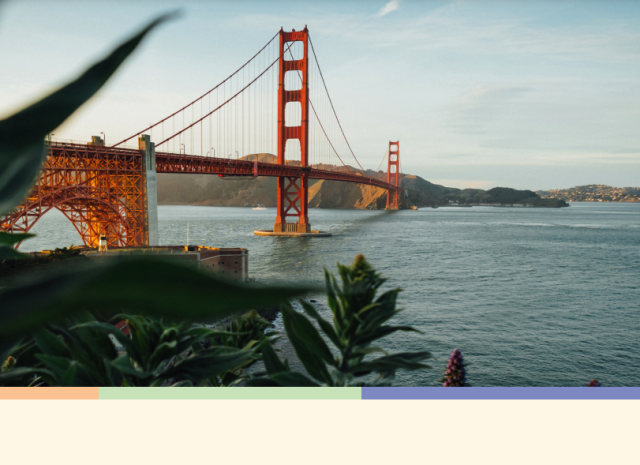 A cover of the "Immigrant Voting and the Movement for Inclusion in San Francisco Report" which features an image of the Golden Gate Bridge