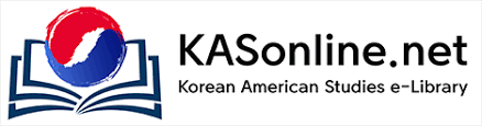 A logo, with a Korean emblem floating over a book, next to the words: "KASonline.net: Korean American Studies e-Library"